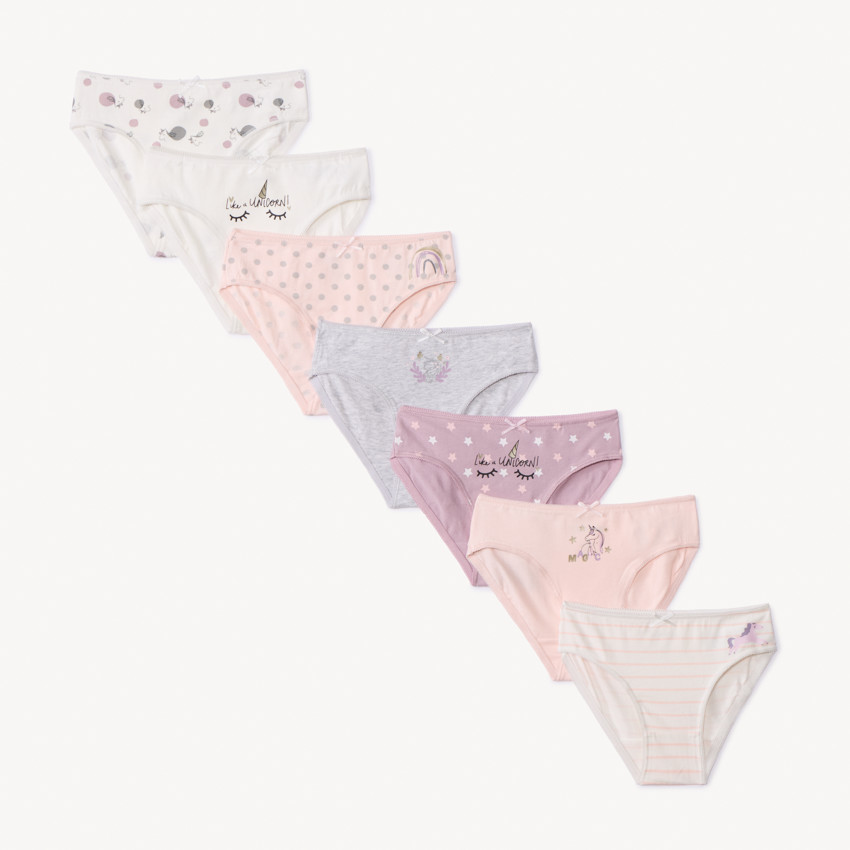 Set van 7 onderbroeken in jersey met eenhoornprint voor meisjes 