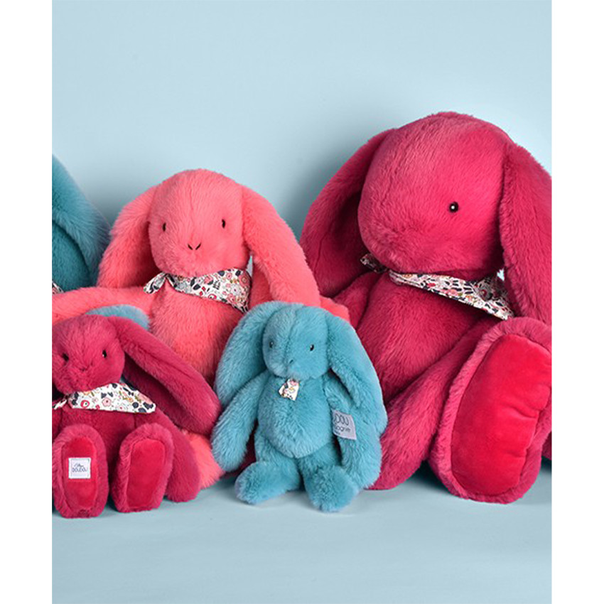 Peluche Lapin Fleurette 35cm Corail 