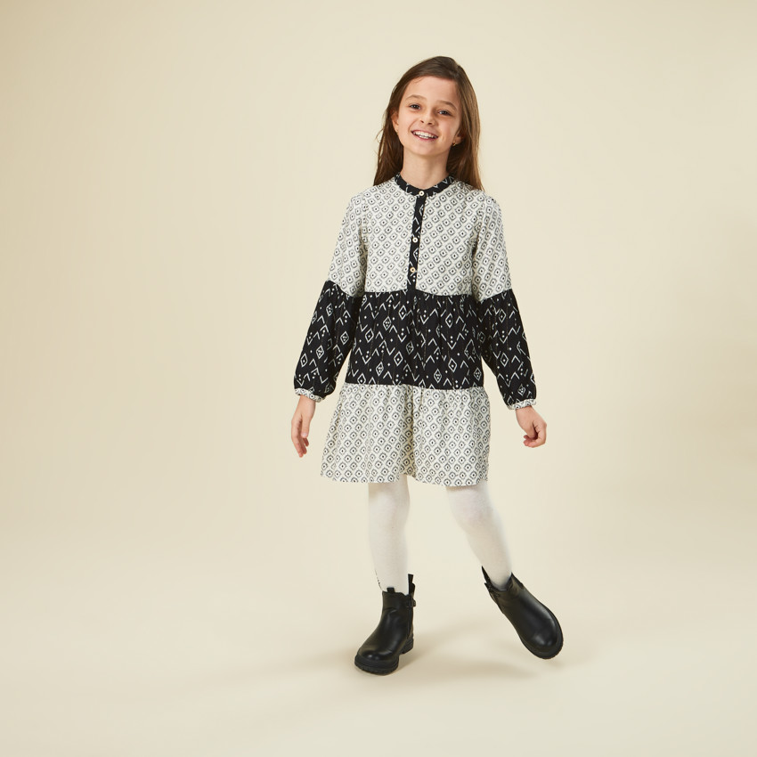 Lange mouwen jurk met ikat print voor meisjes 