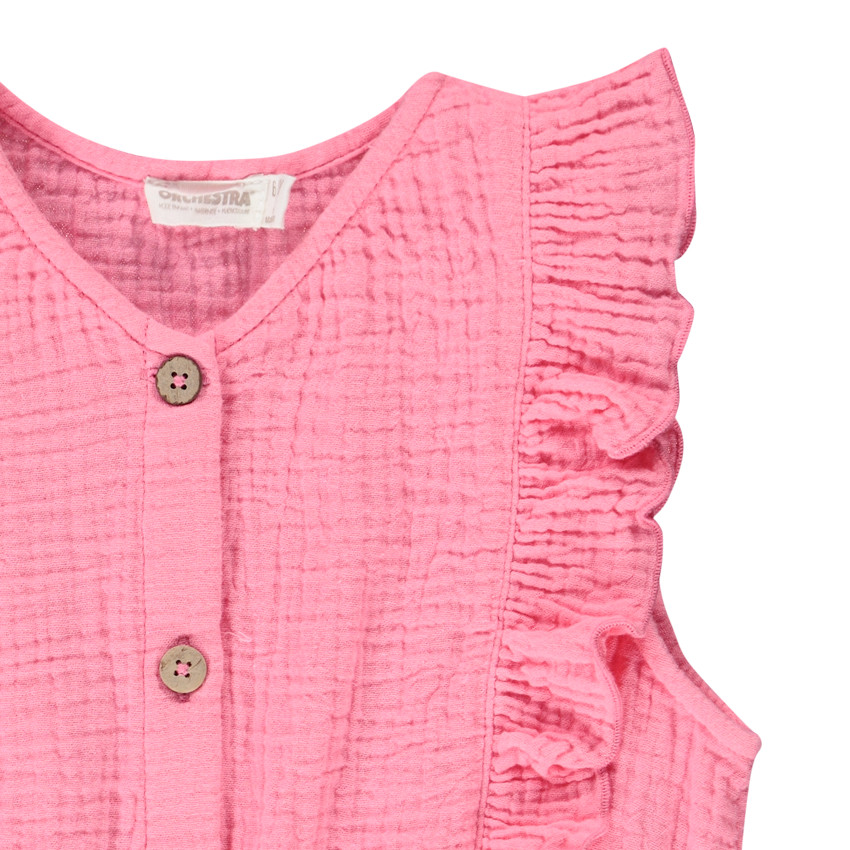 Combishort volantée en double gaze uni pour fille 