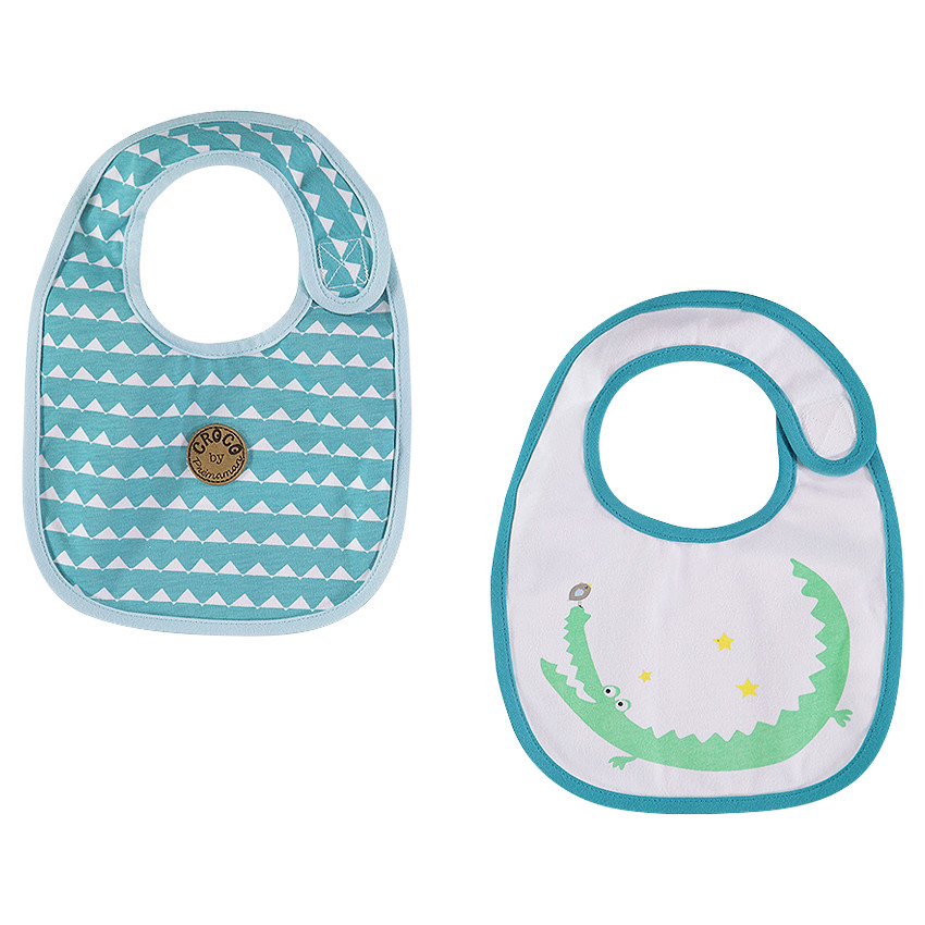 Lot de 2 bavoirs en jersey imprimé/print croco 