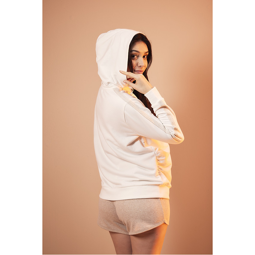 Sweatshirt voor zwangerschap in een effen fleece met kap 