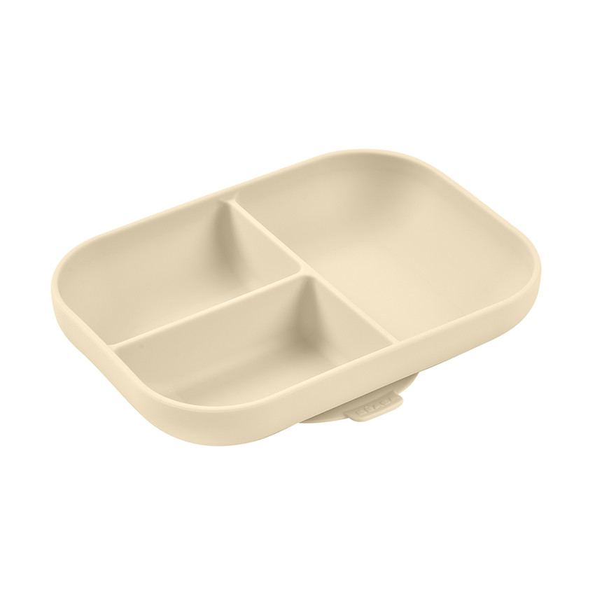 Assiette ventousée et compartimentée en silicone argile 
