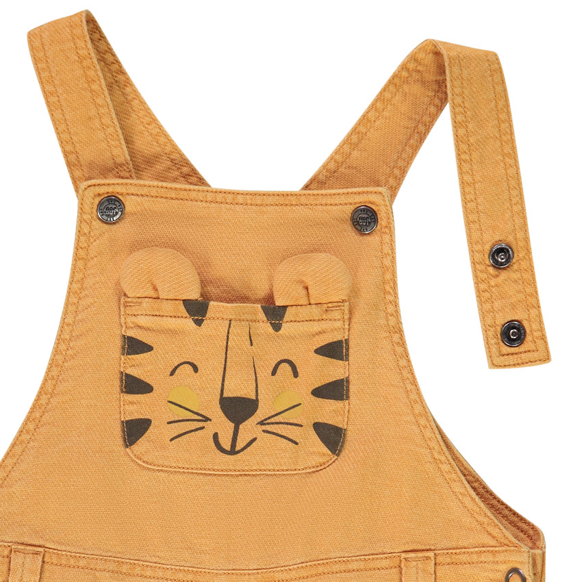 Korte salopette met ludiek tijgerprint voor babyjongen 