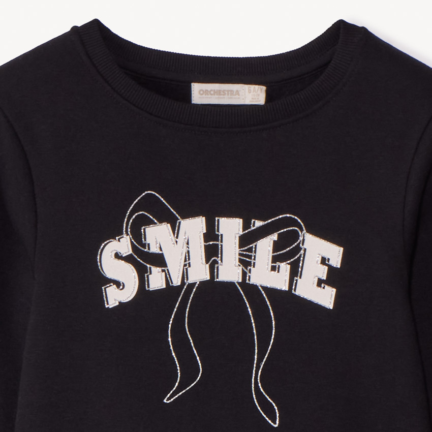 Sweat molleton uni à print pailleté pour fille 