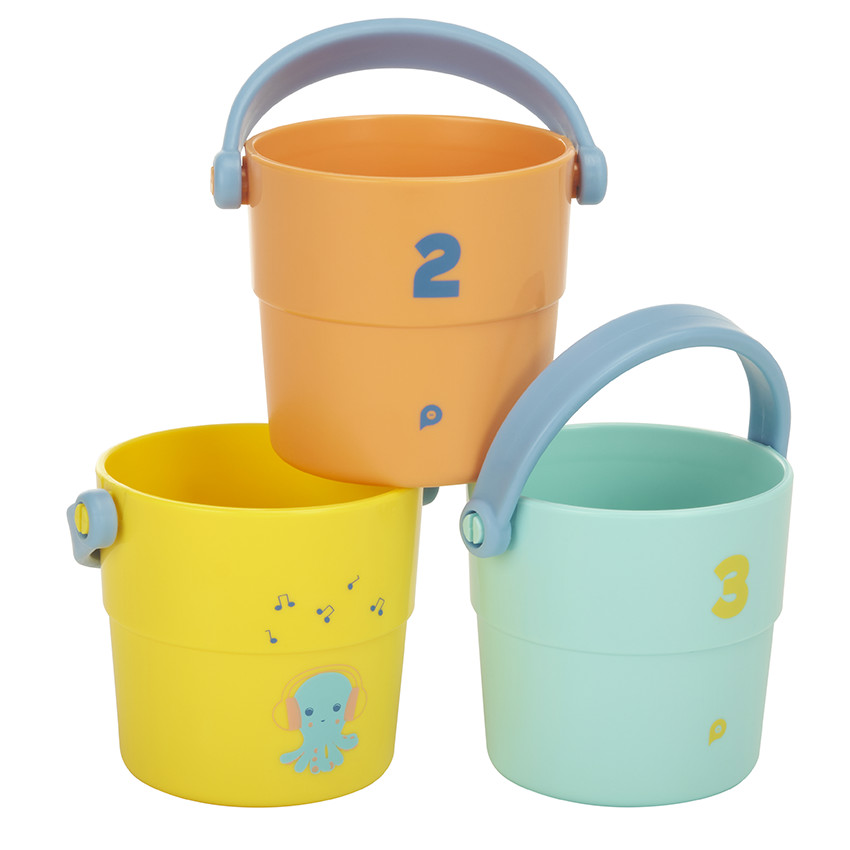 Lot de 3 sceaux de bain perforés à empiler 