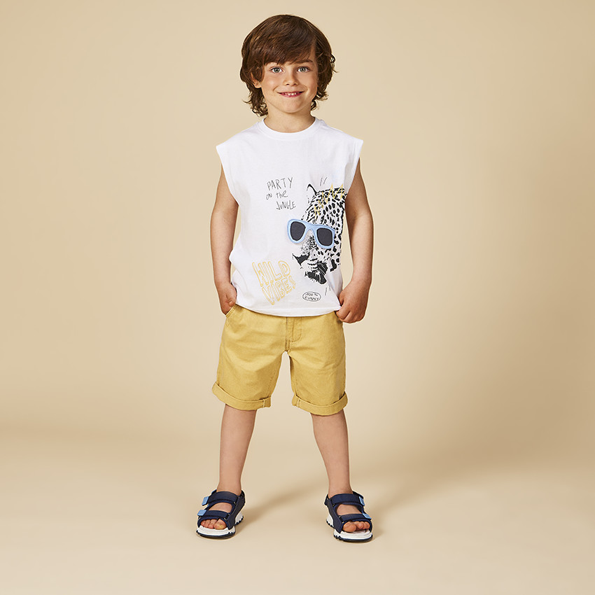 Bermuda uni en toile fantaisie pour garçon 