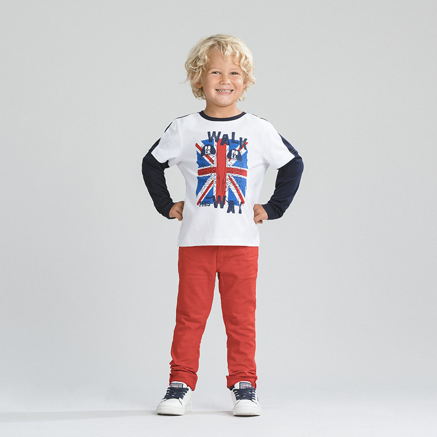 Slimme twill broek met crinkle-effect voor jongens 