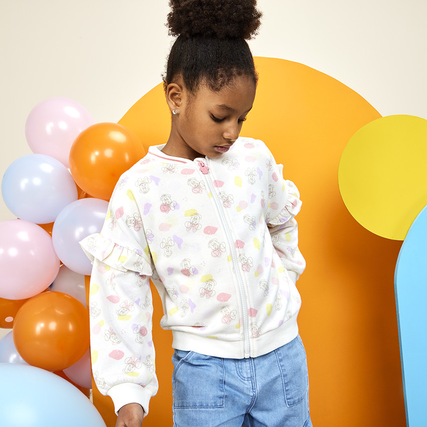 Gilet molleton à volants imprimé Minnie Disney pour fille 