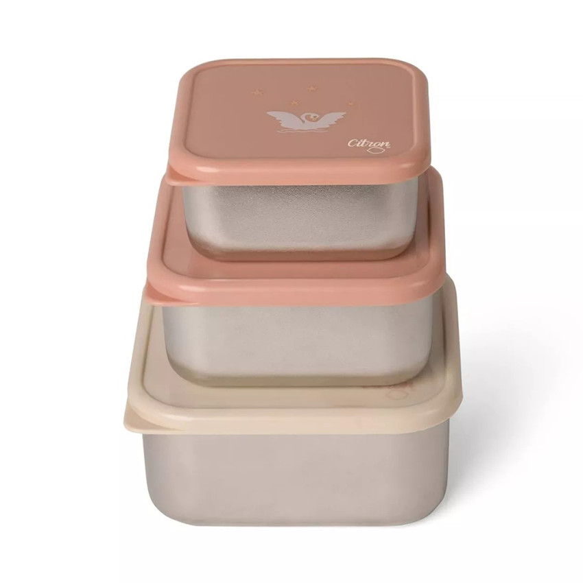 Set van 3 stapelbare roestvrije lunchbox Ballerina 