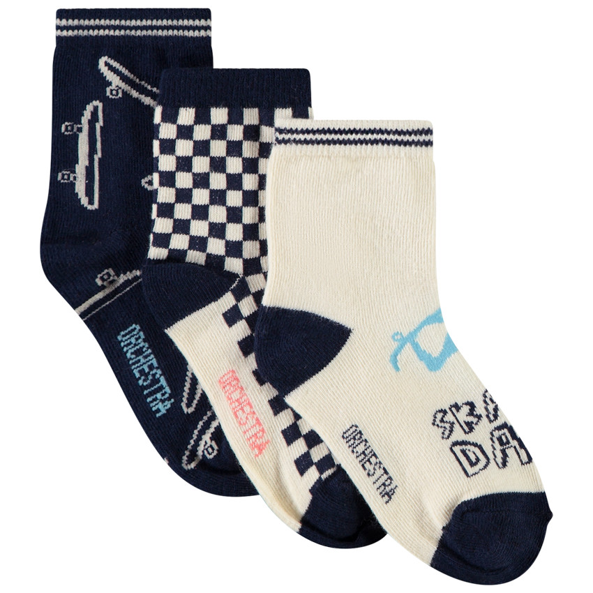 Lot de 3 paires de chaussettes normales fantaisie pour garçon 