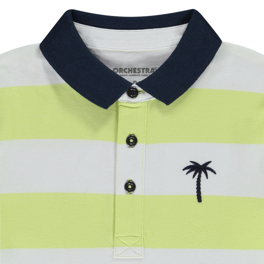 Polo manches courtes rayé broderie palmier garçon 