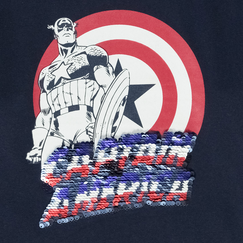 T-shirt met lange mouwen en magische pailletten Captain America Marvel voor jongen 