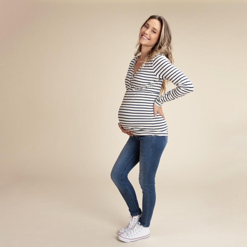 Zshosam T-shirt d'allaitement pour femme - Mode de maternité d'été - Sans  manches - Débardeurs d'allaitement - Rayé - Col rond