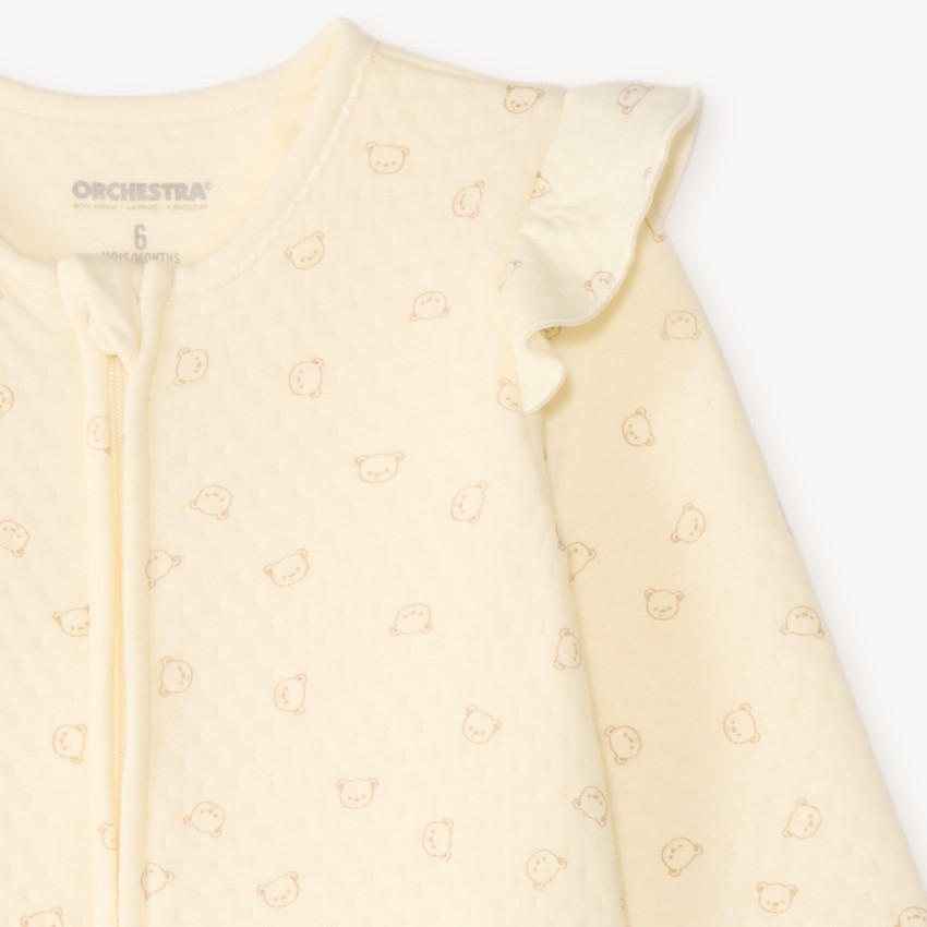 Combinatie van fantasietextiel met een bedrukte teddybeer voor meisjesbaby's 
