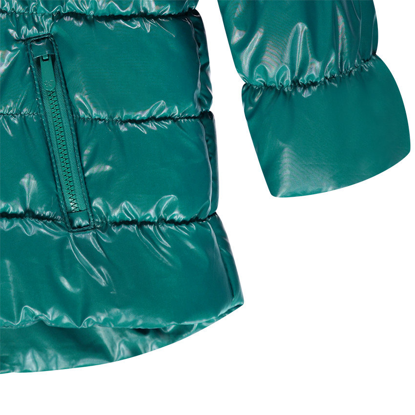 Doudoune matelassée à capuche amovible effet laqué 