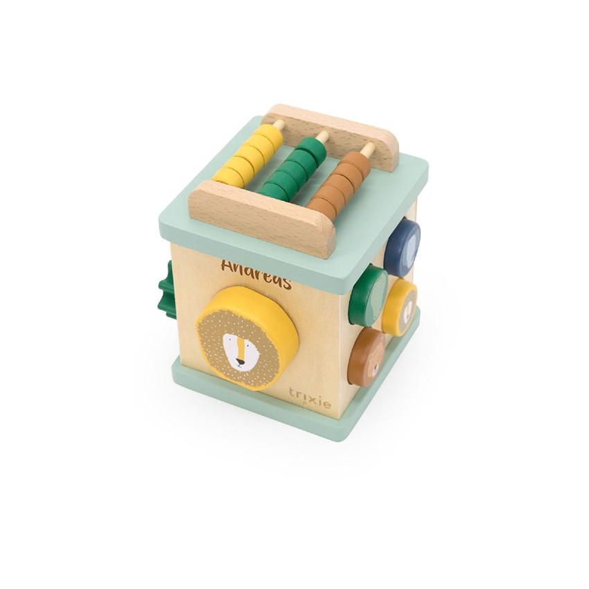 Petit cube d'activité en bois 