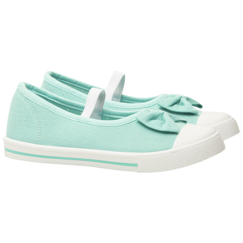 Babies turquoise van stof met een strik en elastische band voor meisjes 