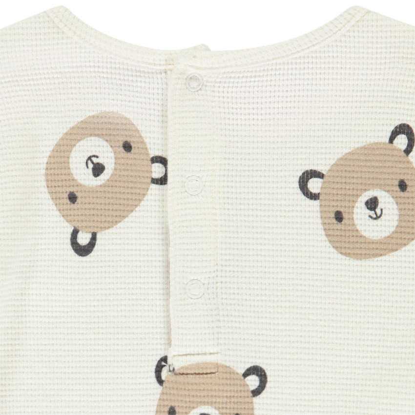 Set pyjama en nid d'abeille imprimé oursons pour bébé avec finitions différentes selon l'âge 