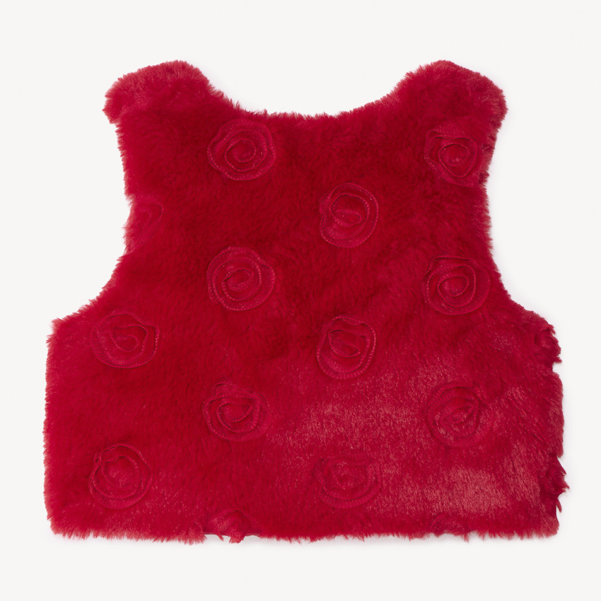 Mouwloos vest met faux fur en rozen voor babymeisjes 