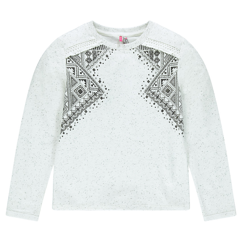 Junior - Sweat en molleton avec print ethnique et franges 