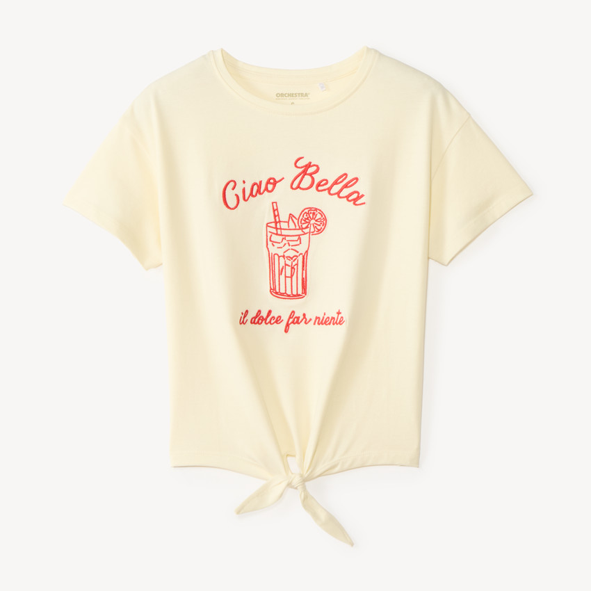 T-shirt manches courtes noué pour fille 