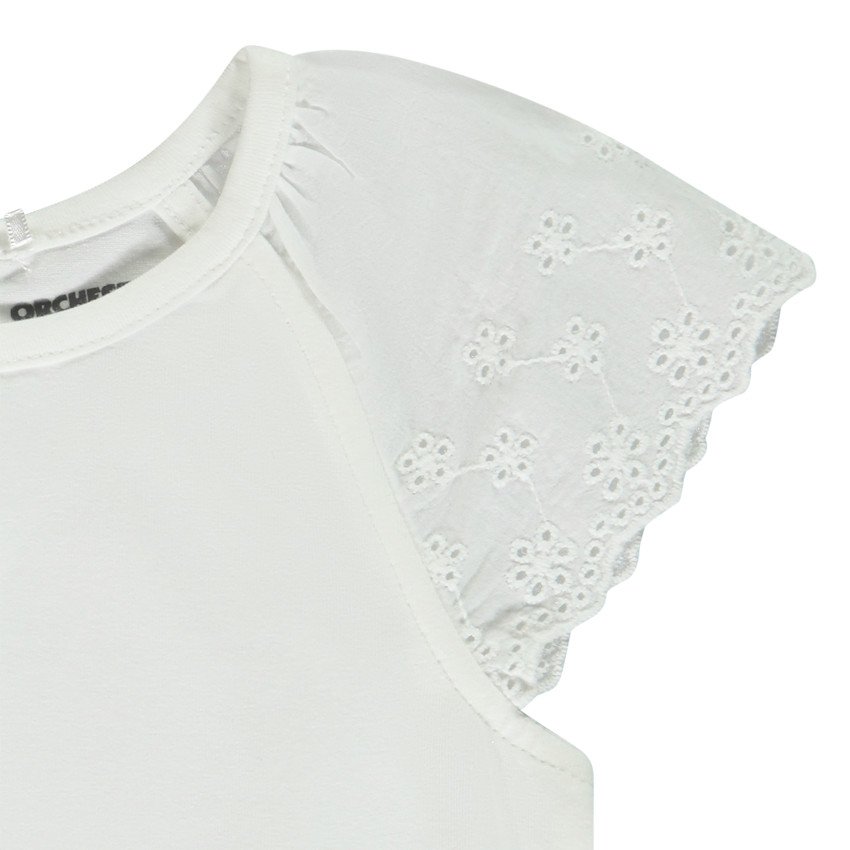 T-shirt met korte mouwen in Engels borduursel voor baby meisjes 