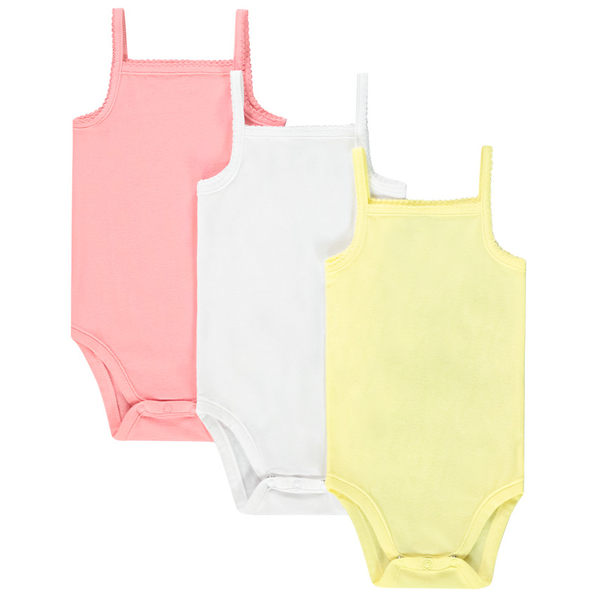 Lot de 3 bodies débardeurs unis pour bébé fille 