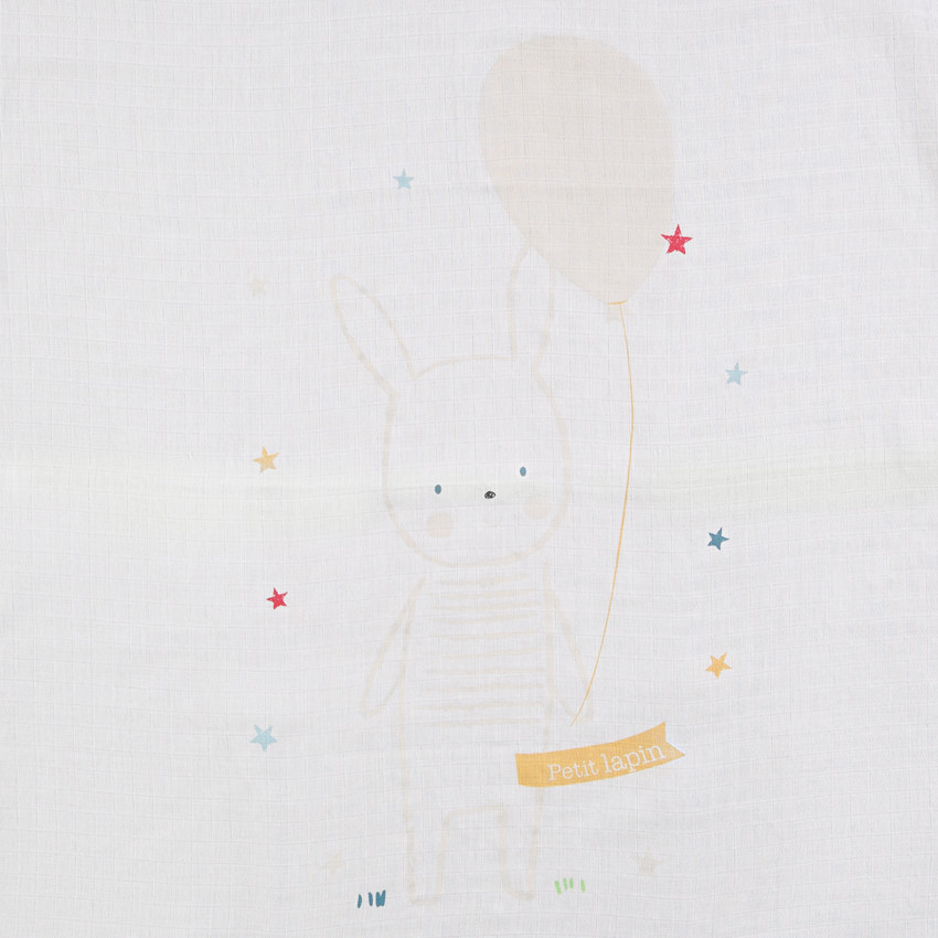 Lot de 3 langes en tétra imprimé lapins et étoiles pour bébé 