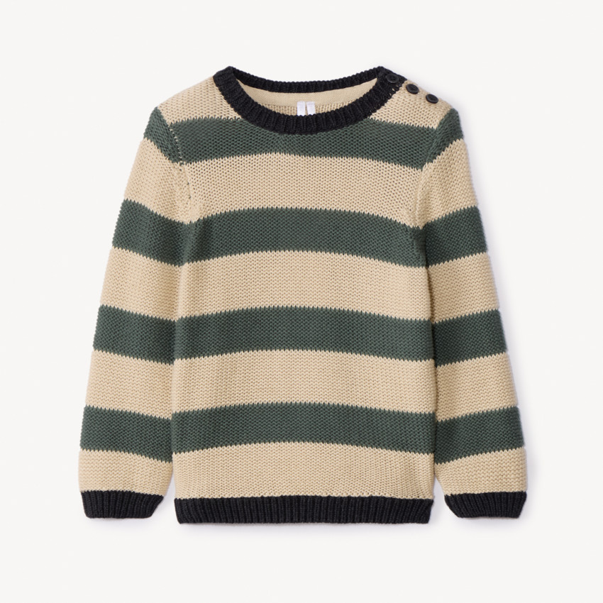 Gebreide trui met lange mouwen en contrasterende strepen voor babyjongen 