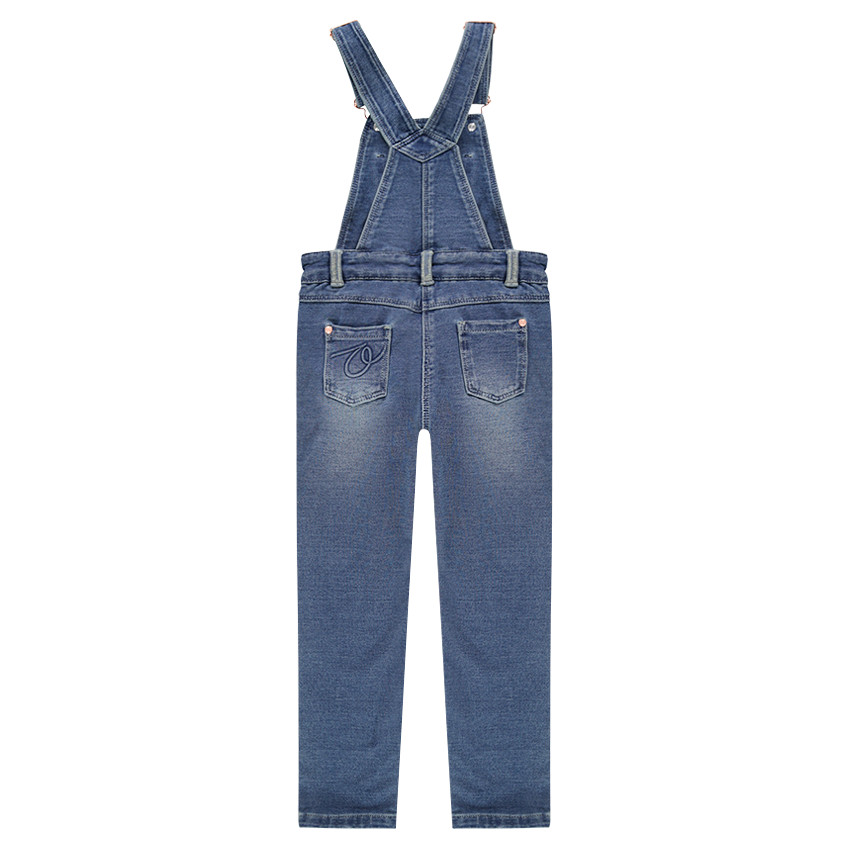 Salopette longue en jeans effet used  