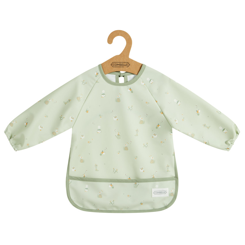 Slabbetje schort in gom met zak Wandel Bucolique lichtgroen 