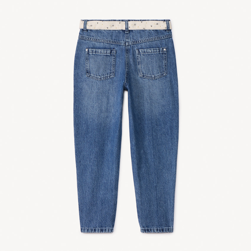 Jeans in denim mom fit met fantasie halsdoek voor meisjes 
