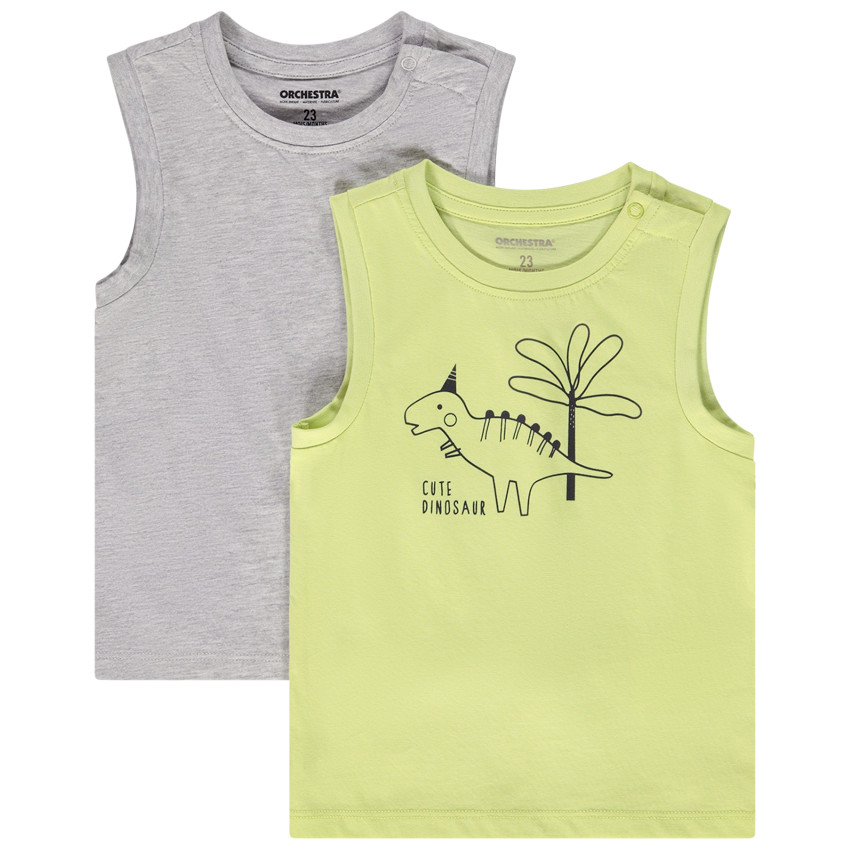 Set van 2 fantasie tanktops voor baby jongen 