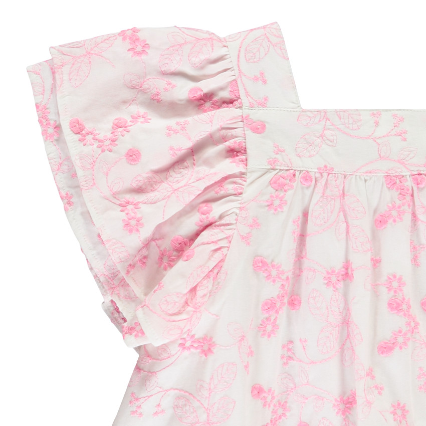 Robe manches courtes en broderie anglaise pour bébé fille 