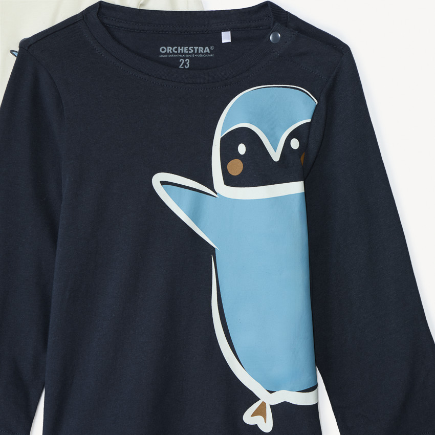 Lot de 4 t-shirts manches longues motifs pingouins pour bébé garçon 