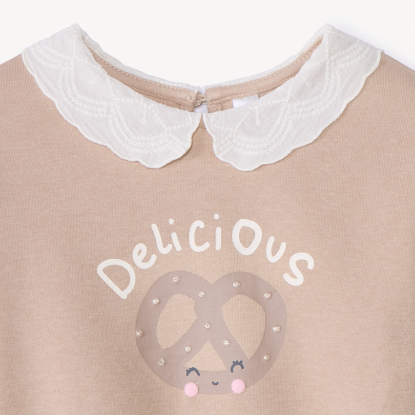 Oversized fleece sweat met kraag voor meisjesbaby's 