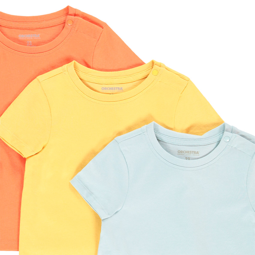 Lot de 3 t-shirts unis en coton pour bébé garçon 