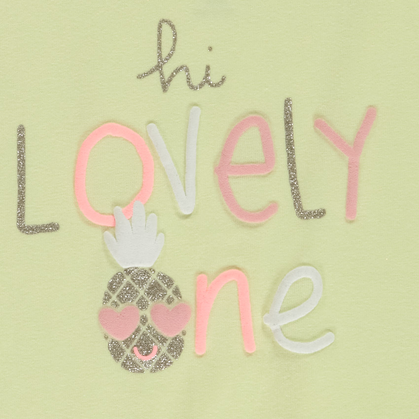 Effen hemdje met glinsterprint en fantasie 3D voor meisjesbaby 