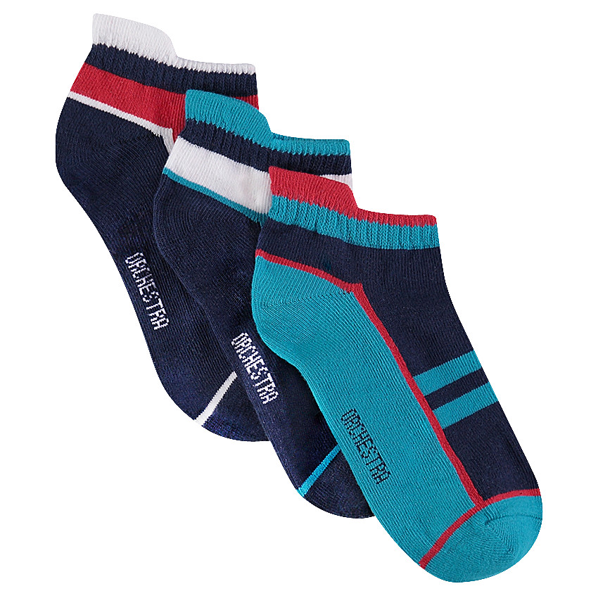 Set met 3 paar korte kousen met jacquardmotief in sportieve stijl 