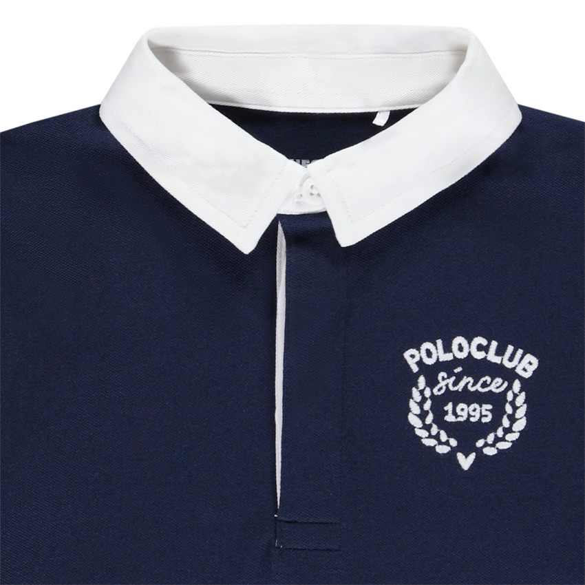 Polo manches longues brodé et bicolore garçon 