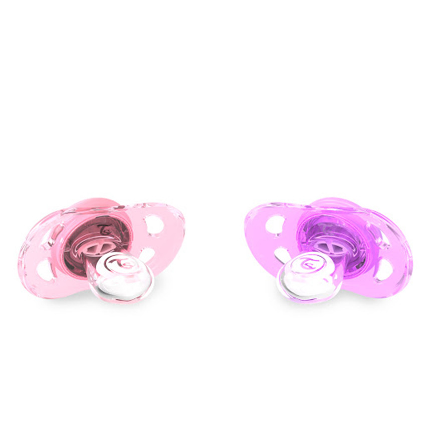 Set de sucettes en silicone 0-6 mois - Violet/Rose Pastel  