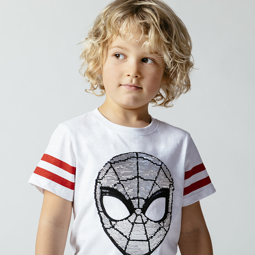 T-shirt manches courtes motif Spider-man en sequins magiques 