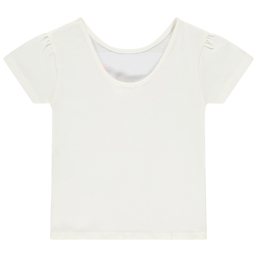 T-shirt manches courtes avec sequins et pétales en reliefs pour fille 