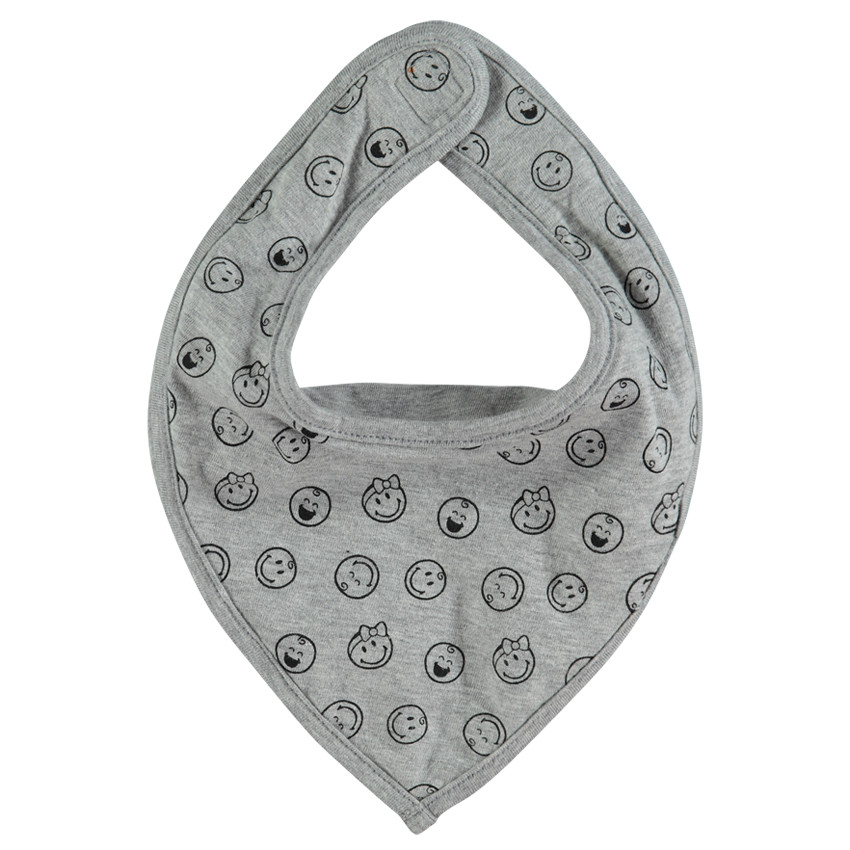 Bavoir en jersey forme bandana réversible smiley baby à scratch    