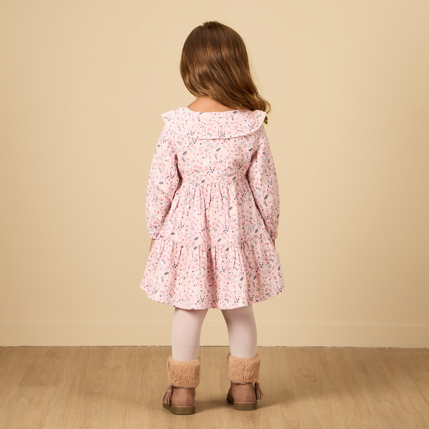 Robe manches longues à volants et imprimé fleurs pour bébé fille 