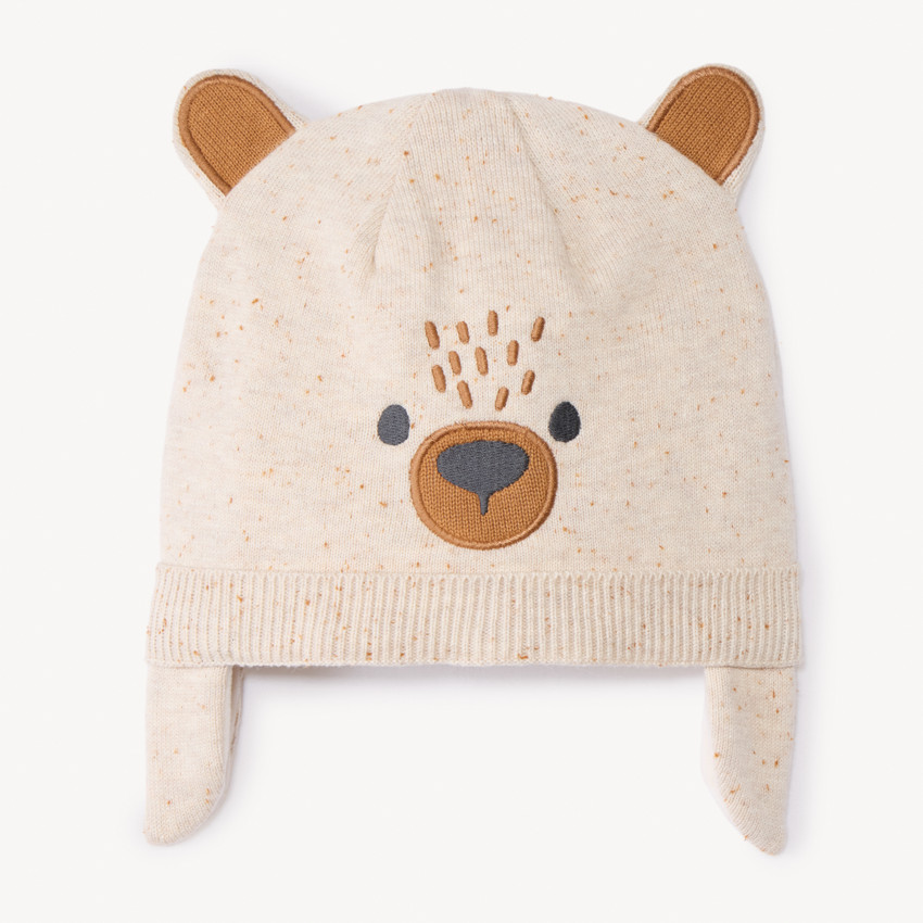 Bonnet ludique chien en tricot neps pour bébé garçon 