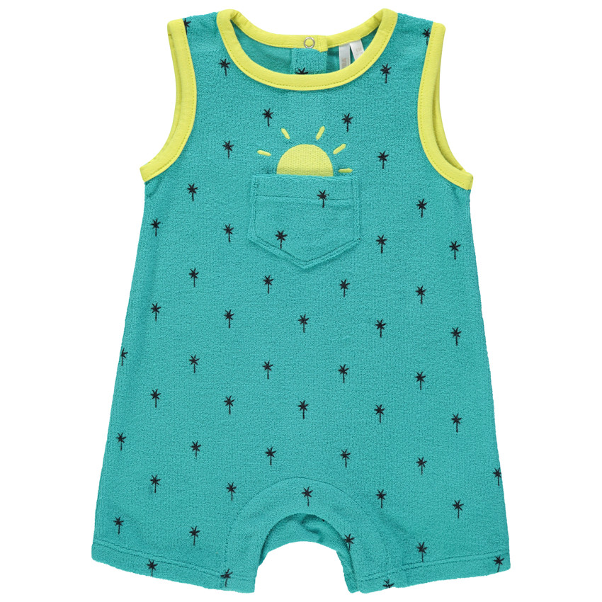 Combinaison courte en éponge imprimée palmiers 