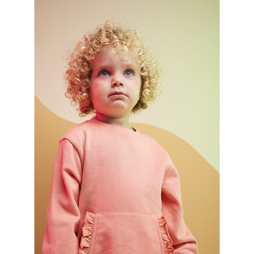 Sweat molleton à poche kangourou volantée pour bébé fille 