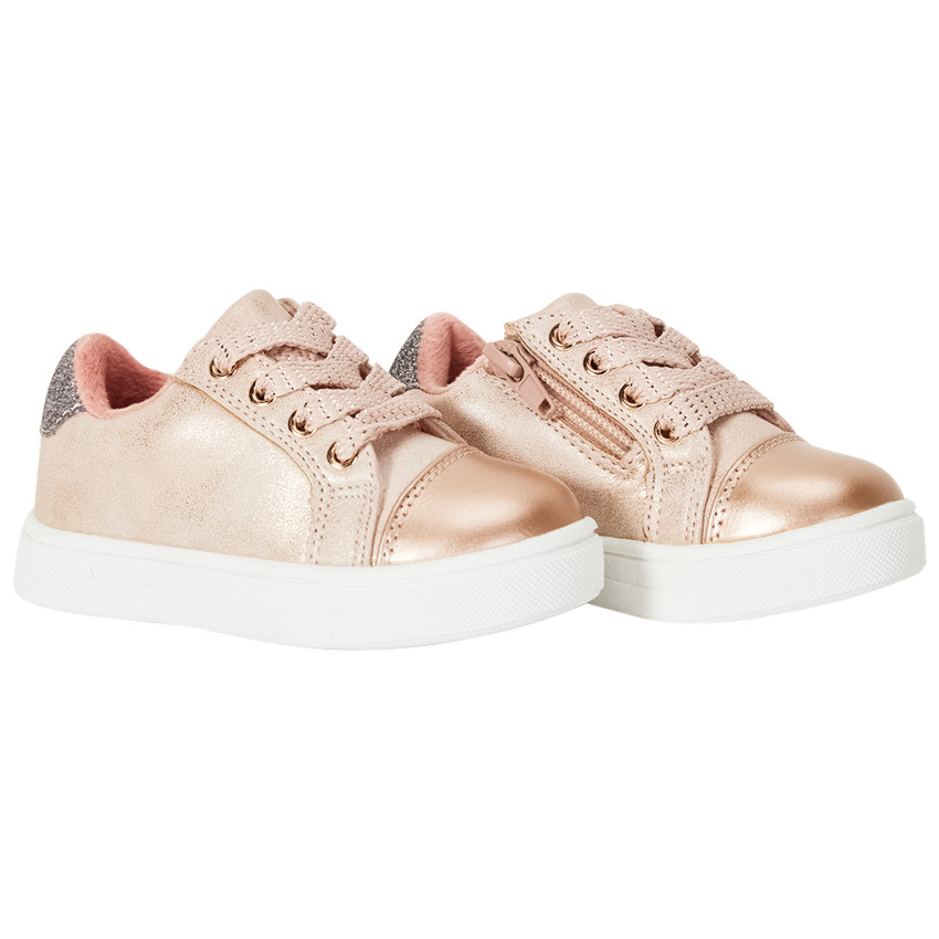 Lage fantasie sneakers met veters en rits voor baby meisje 